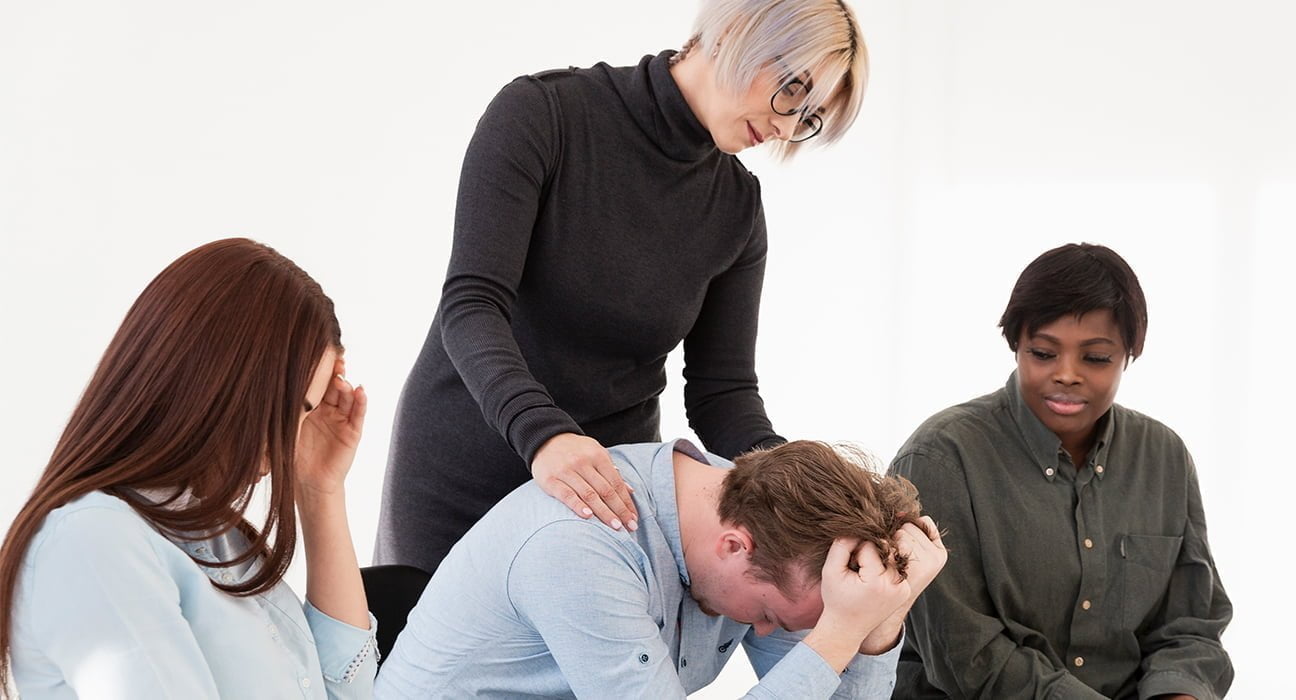 A women helping a another person