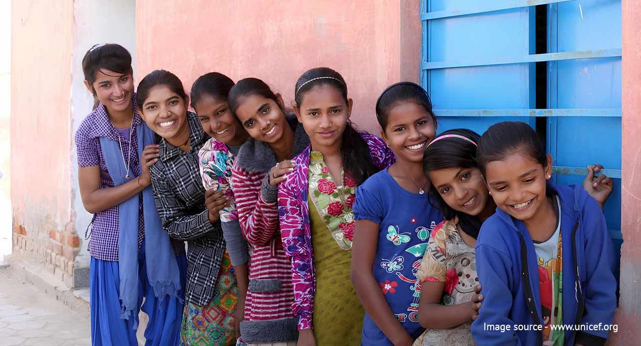 Indian Childrens standing in a row