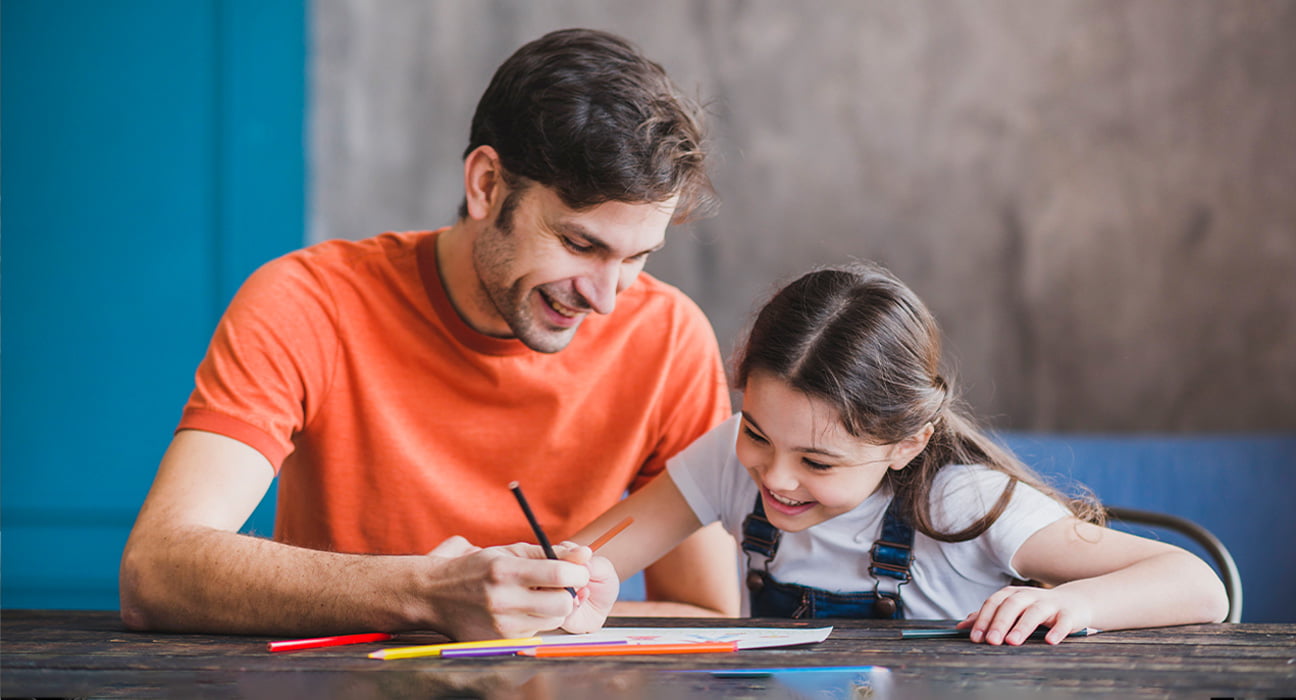 a girl learning the writing skills